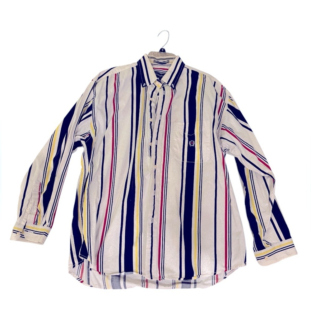 Mens Vintage Siegfried Button Down Striped Dress Shirt Size Large
